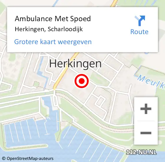 Locatie op kaart van de 112 melding: Ambulance Met Spoed Naar Herkingen, Scharloodijk op 12 november 2022 22:51