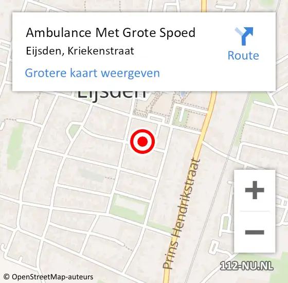 Locatie op kaart van de 112 melding: Ambulance Met Grote Spoed Naar Eijsden, Kriekenstraat op 4 augustus 2014 18:40