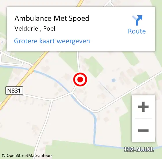 Locatie op kaart van de 112 melding: Ambulance Met Spoed Naar Velddriel, Poel op 12 november 2022 23:14