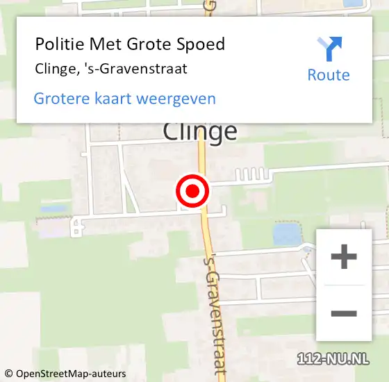 Locatie op kaart van de 112 melding: Politie Met Grote Spoed Naar Clinge, 's-Gravenstraat op 12 november 2022 23:53