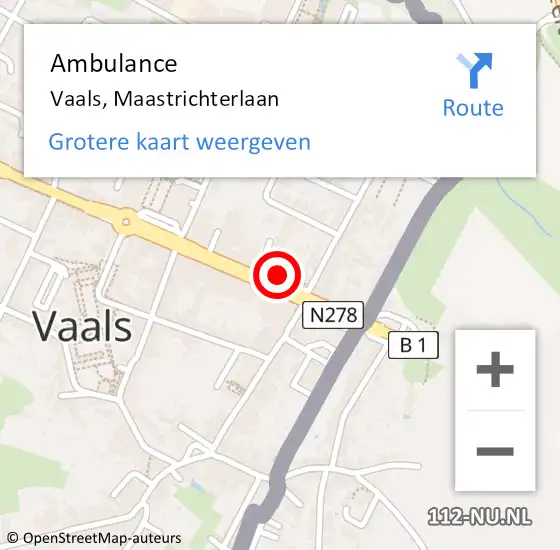 Locatie op kaart van de 112 melding: Ambulance Vaals, Maastrichterlaan op 4 augustus 2014 18:46