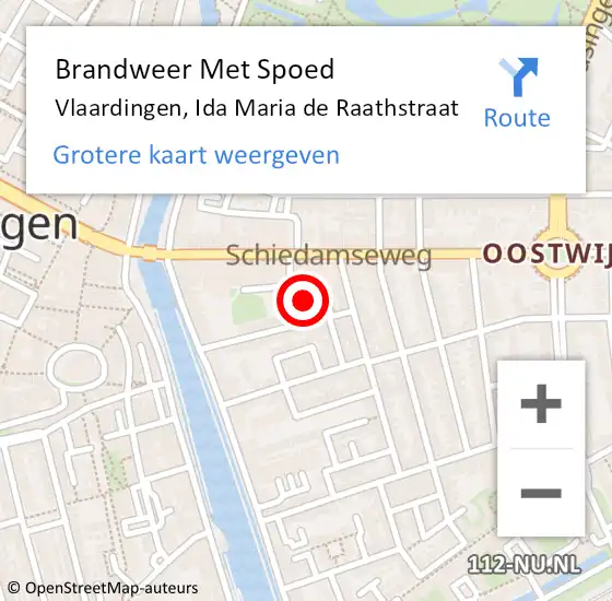 Locatie op kaart van de 112 melding: Brandweer Met Spoed Naar Vlaardingen, Ida Maria de Raathstraat op 13 november 2022 00:01