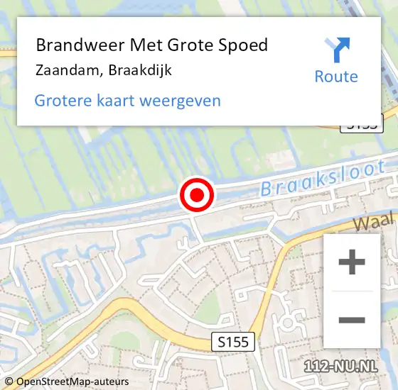 Locatie op kaart van de 112 melding: Brandweer Met Grote Spoed Naar Zaandam, Braakdijk op 13 november 2022 00:37