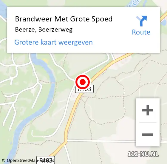 Locatie op kaart van de 112 melding: Brandweer Met Grote Spoed Naar Beerze, Beerzerweg op 4 augustus 2014 18:51