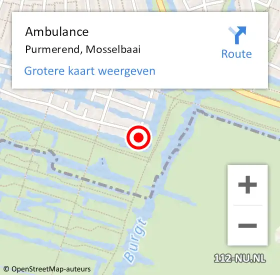 Locatie op kaart van de 112 melding: Ambulance Purmerend, Mosselbaai op 13 november 2022 01:29