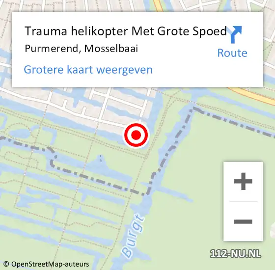 Locatie op kaart van de 112 melding: Trauma helikopter Met Grote Spoed Naar Purmerend, Mosselbaai op 13 november 2022 01:30