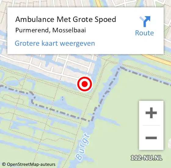 Locatie op kaart van de 112 melding: Ambulance Met Grote Spoed Naar Purmerend, Mosselbaai op 13 november 2022 01:32