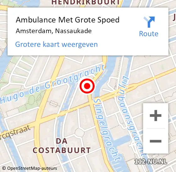 Locatie op kaart van de 112 melding: Ambulance Met Grote Spoed Naar Amsterdam, Nassaukade op 13 november 2022 01:43