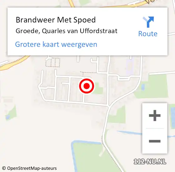 Locatie op kaart van de 112 melding: Brandweer Met Spoed Naar Groede, Quarles van Uffordstraat op 13 november 2022 01:45