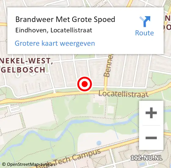 Locatie op kaart van de 112 melding: Brandweer Met Grote Spoed Naar Eindhoven, Locatellistraat op 13 november 2022 01:58