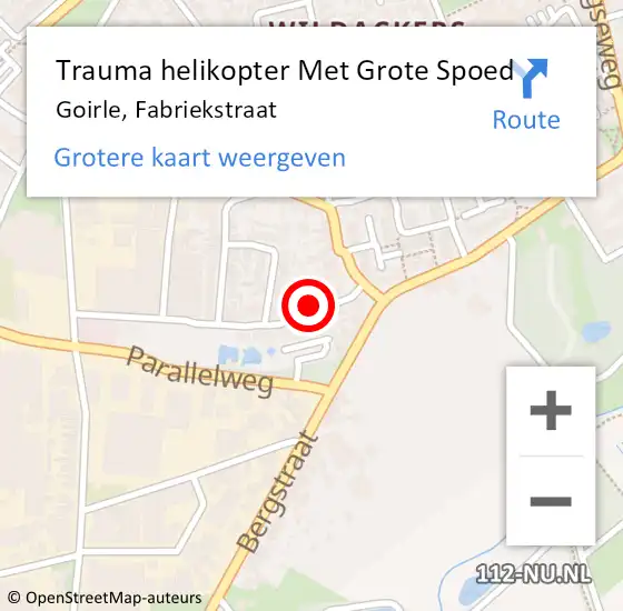 Locatie op kaart van de 112 melding: Trauma helikopter Met Grote Spoed Naar Goirle, Fabriekstraat op 13 november 2022 02:10