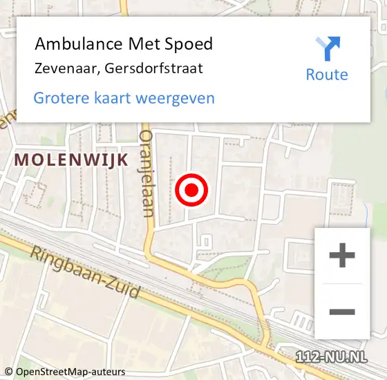 Locatie op kaart van de 112 melding: Ambulance Met Spoed Naar Zevenaar, Gersdorfstraat op 13 november 2022 02:39