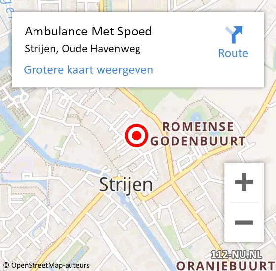 Locatie op kaart van de 112 melding: Ambulance Met Spoed Naar Strijen, Oude Havenweg op 13 november 2022 02:53