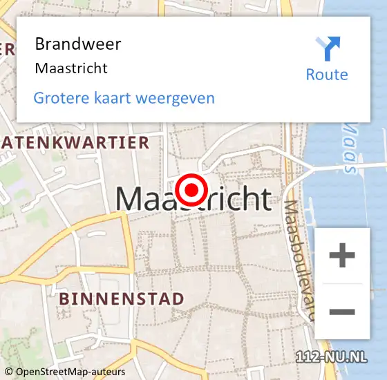 Locatie op kaart van de 112 melding: Brandweer Maastricht op 13 november 2022 02:57