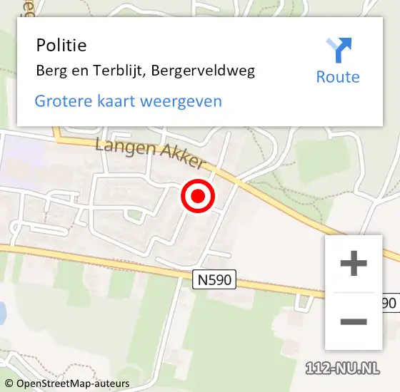 Locatie op kaart van de 112 melding: Politie Berg en Terblijt, Bergerveldweg op 13 november 2022 03:04