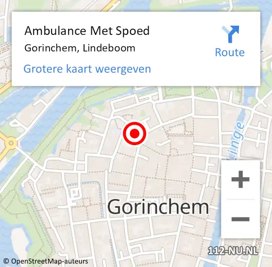 Locatie op kaart van de 112 melding: Ambulance Met Spoed Naar Gorinchem, Lindeboom op 13 november 2022 03:08