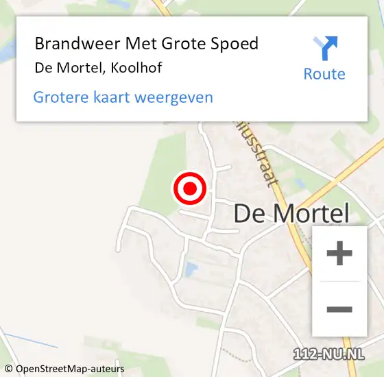 Locatie op kaart van de 112 melding: Brandweer Met Grote Spoed Naar De Mortel, Koolhof op 13 november 2022 04:33