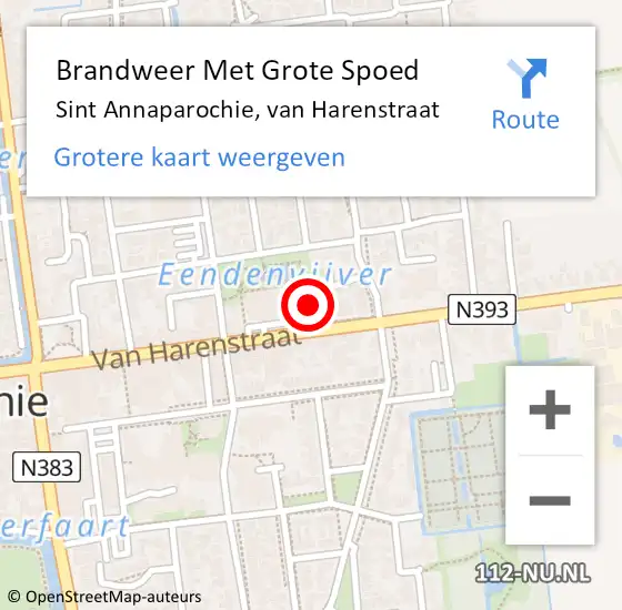 Locatie op kaart van de 112 melding: Brandweer Met Grote Spoed Naar Sint Annaparochie, van Harenstraat op 13 november 2022 05:10