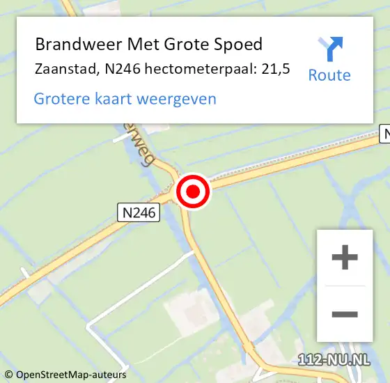 Locatie op kaart van de 112 melding: Brandweer Met Grote Spoed Naar Zaanstad, N246 hectometerpaal: 21,5 op 13 november 2022 05:27