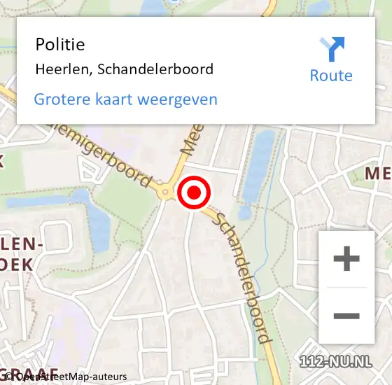 Locatie op kaart van de 112 melding: Politie Heerlen, Schandelerboord op 13 november 2022 06:24