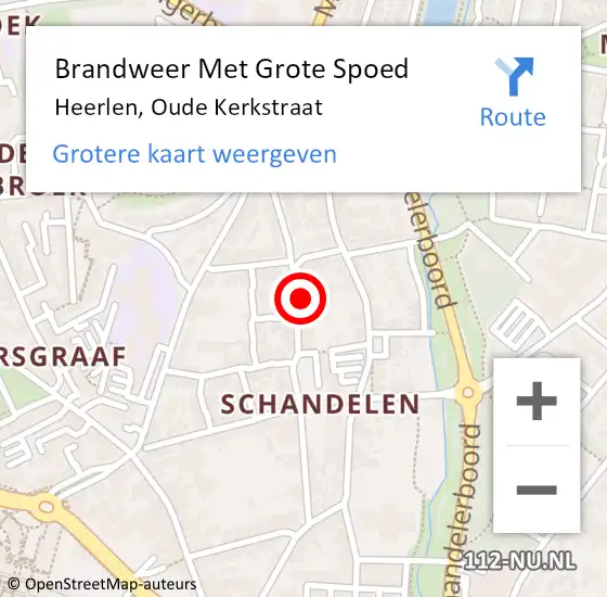 Locatie op kaart van de 112 melding: Brandweer Met Grote Spoed Naar Heerlen, Oude Kerkstraat op 13 november 2022 06:25