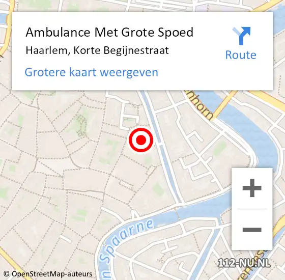 Locatie op kaart van de 112 melding: Ambulance Met Grote Spoed Naar Haarlem, Korte Begijnestraat op 13 november 2022 06:27