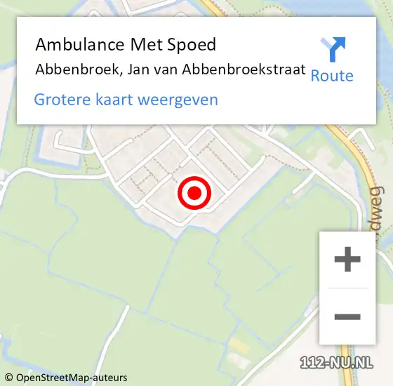 Locatie op kaart van de 112 melding: Ambulance Met Spoed Naar Abbenbroek, Jan van Abbenbroekstraat op 13 november 2022 06:38