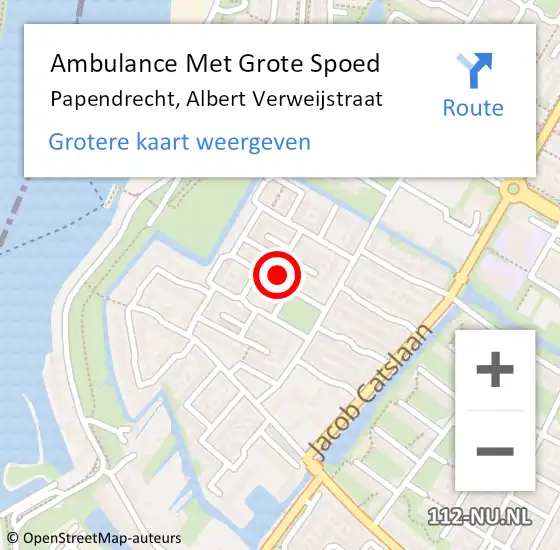 Locatie op kaart van de 112 melding: Ambulance Met Grote Spoed Naar Papendrecht, Albert Verweijstraat op 13 november 2022 07:21