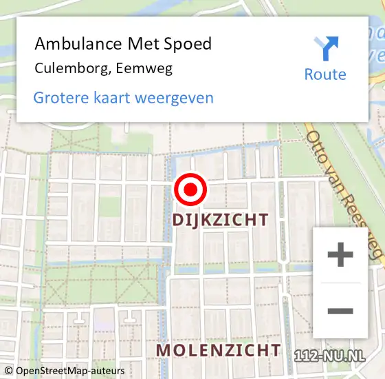 Locatie op kaart van de 112 melding: Ambulance Met Spoed Naar Culemborg, Eemweg op 13 november 2022 08:06