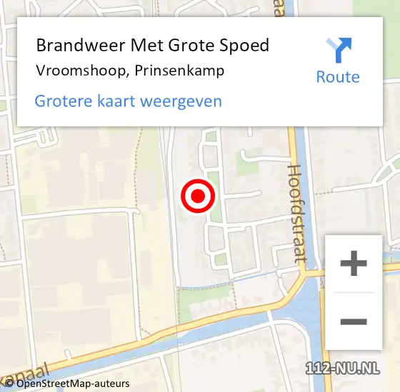 Locatie op kaart van de 112 melding: Brandweer Met Grote Spoed Naar Vroomshoop, Prinsenkamp op 13 november 2022 08:22