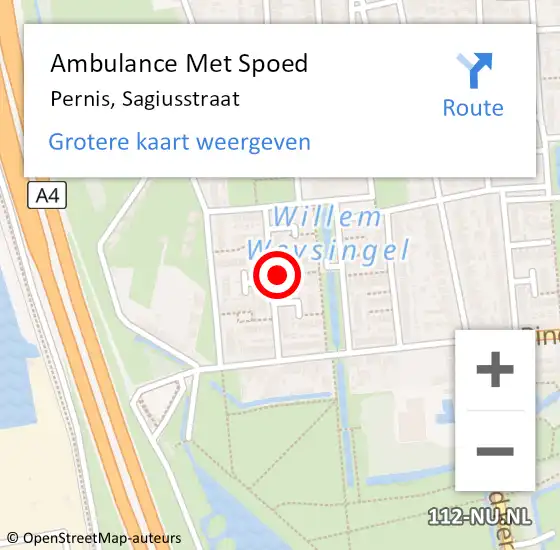 Locatie op kaart van de 112 melding: Ambulance Met Spoed Naar Pernis, Sagiusstraat op 13 november 2022 08:57