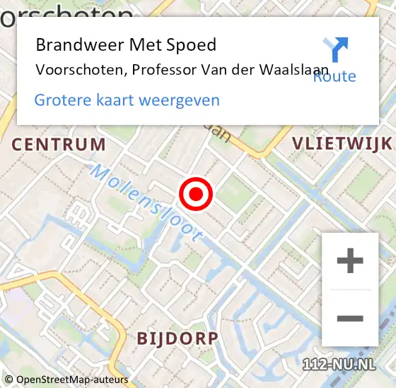 Locatie op kaart van de 112 melding: Brandweer Met Spoed Naar Voorschoten, Professor Van der Waalslaan op 13 november 2022 08:58