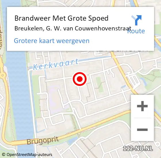 Locatie op kaart van de 112 melding: Brandweer Met Grote Spoed Naar Breukelen, G. W. van Couwenhovenstraat op 13 november 2022 09:37