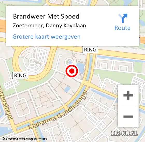 Locatie op kaart van de 112 melding: Brandweer Met Spoed Naar Zoetermeer, Danny Kayelaan op 13 november 2022 10:13