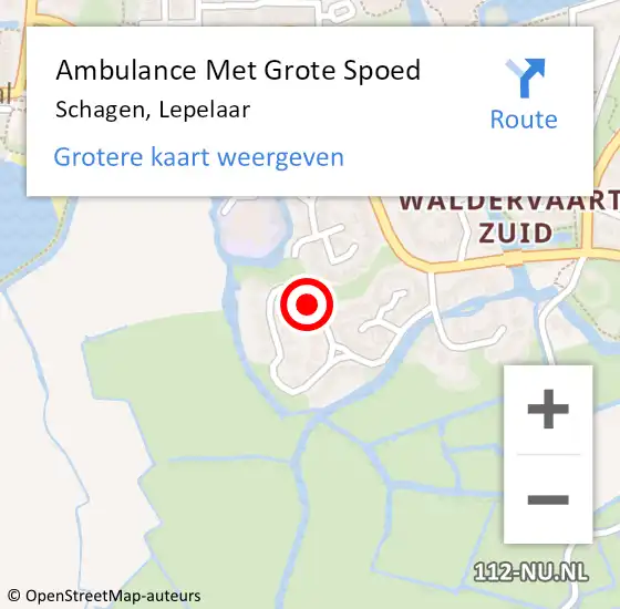 Locatie op kaart van de 112 melding: Ambulance Met Grote Spoed Naar Schagen, Lepelaar op 13 november 2022 10:24