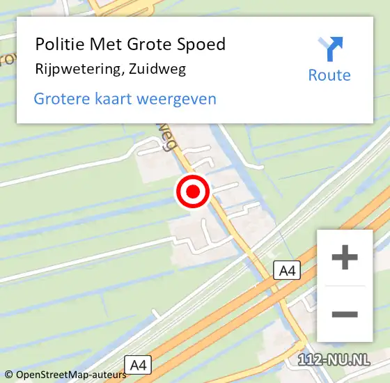 Locatie op kaart van de 112 melding: Politie Met Grote Spoed Naar Rijpwetering, Zuidweg op 13 november 2022 10:40