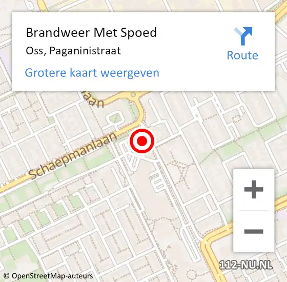 Locatie op kaart van de 112 melding: Brandweer Met Spoed Naar Oss, Paganinistraat op 13 november 2022 10:46