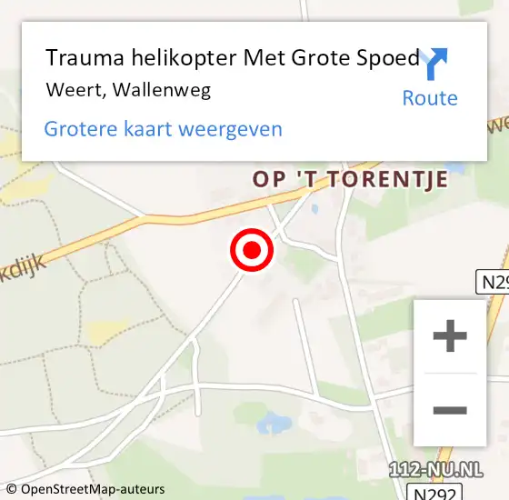 Locatie op kaart van de 112 melding: Trauma helikopter Met Grote Spoed Naar Weert, Wallenweg op 13 november 2022 10:47