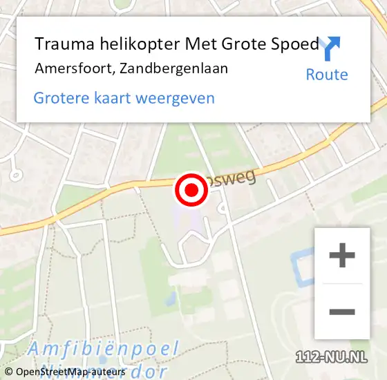 Locatie op kaart van de 112 melding: Trauma helikopter Met Grote Spoed Naar Amersfoort, Zandbergenlaan op 13 november 2022 11:14