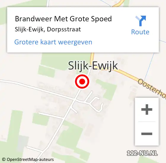 Locatie op kaart van de 112 melding: Brandweer Met Grote Spoed Naar Slijk-Ewijk, Dorpsstraat op 13 november 2022 11:18