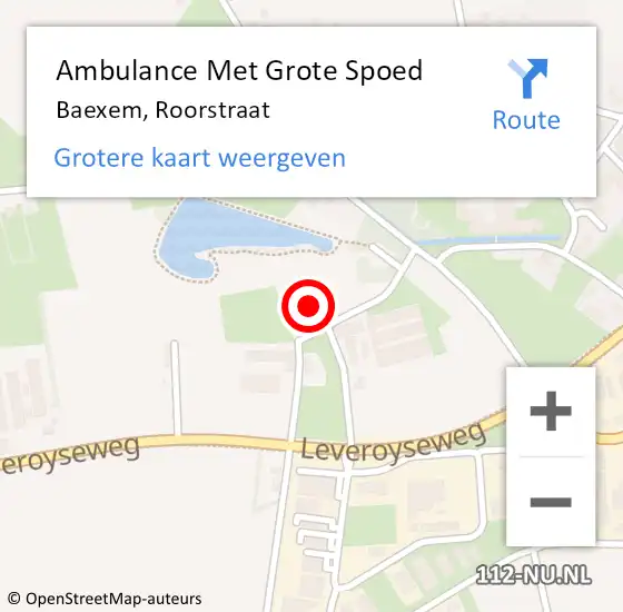 Locatie op kaart van de 112 melding: Ambulance Met Grote Spoed Naar Baexem, Roorstraat op 13 november 2022 11:36