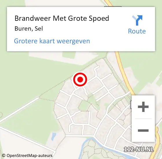 Locatie op kaart van de 112 melding: Brandweer Met Grote Spoed Naar Buren, Sel op 13 november 2022 11:45