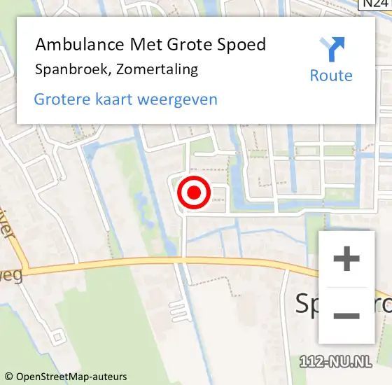 Locatie op kaart van de 112 melding: Ambulance Met Grote Spoed Naar Spanbroek, Zomertaling op 13 november 2022 11:45