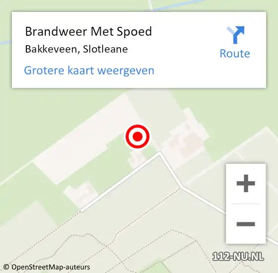 Locatie op kaart van de 112 melding: Brandweer Met Spoed Naar Bakkeveen, Slotleane op 13 november 2022 11:46