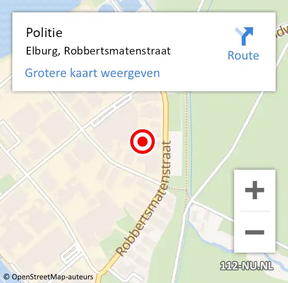 Locatie op kaart van de 112 melding: Politie Elburg, Robbertsmatenstraat op 13 november 2022 11:47