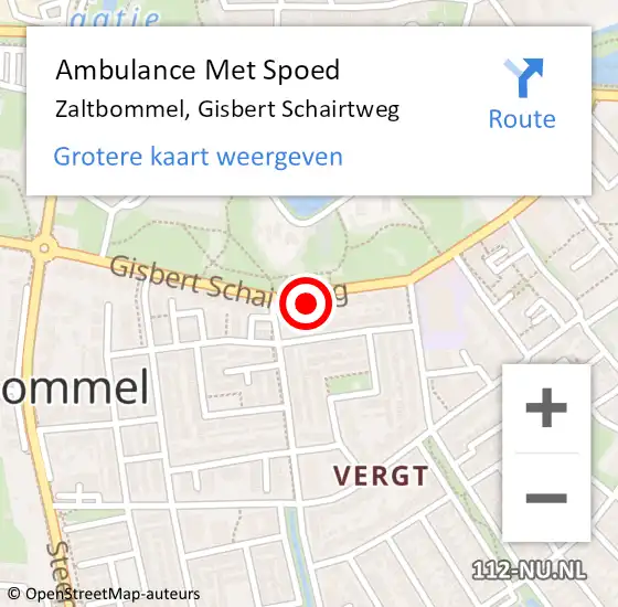 Locatie op kaart van de 112 melding: Ambulance Met Spoed Naar Zaltbommel, Gisbert Schairtweg op 13 november 2022 11:49