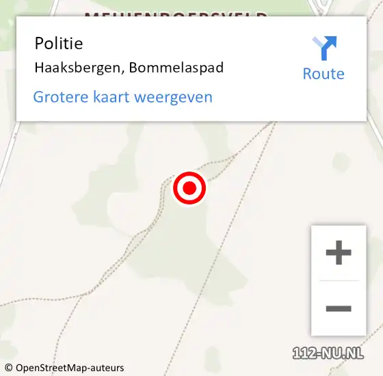 Locatie op kaart van de 112 melding: Politie Haaksbergen, Bommelaspad op 13 november 2022 11:52