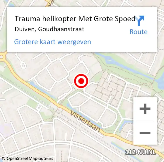 Locatie op kaart van de 112 melding: Trauma helikopter Met Grote Spoed Naar Duiven, Goudhaanstraat op 13 november 2022 12:50