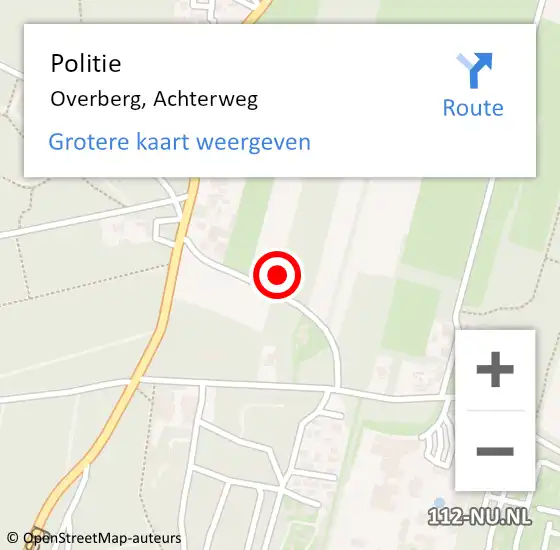 Locatie op kaart van de 112 melding: Politie Overberg, Achterweg op 13 november 2022 12:53