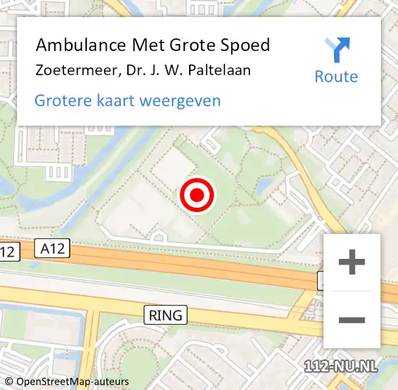 Locatie op kaart van de 112 melding: Ambulance Met Grote Spoed Naar Zoetermeer, Dr. J. W. Paltelaan op 13 november 2022 13:02